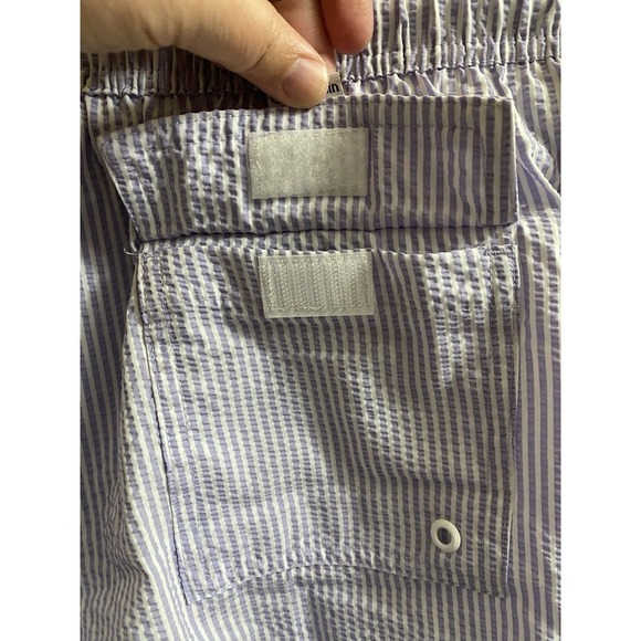 Calvin Klein Men's Purple Pinstripe Stretch Waist Swim Trunk Shorts Size M 5" - Picture 8 of 13